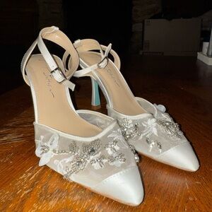 Betsey Johnson White Embellished Heels